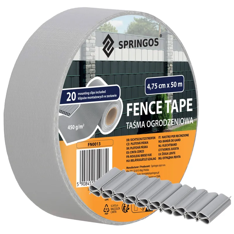 Light Grey Fence Tape 4.75 cm x 50 m, 450 g/m² FN0013